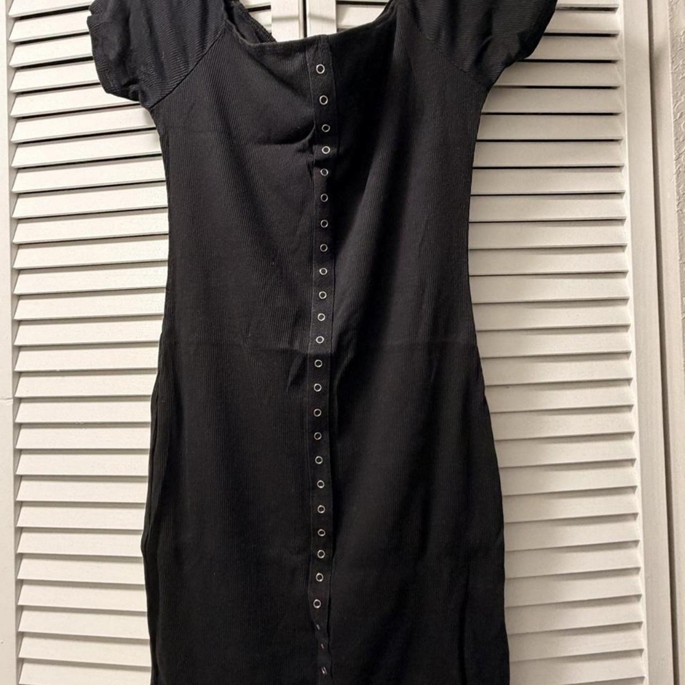 Fashion Nova Black Mini Dress with Silver Eyelets
